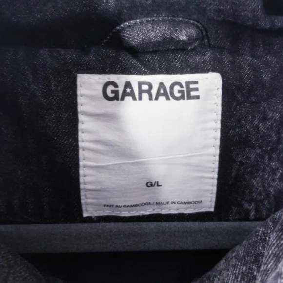 Garage Acid Washed Denim Puffer Jacket Size L EUC - Picture 4 of 8